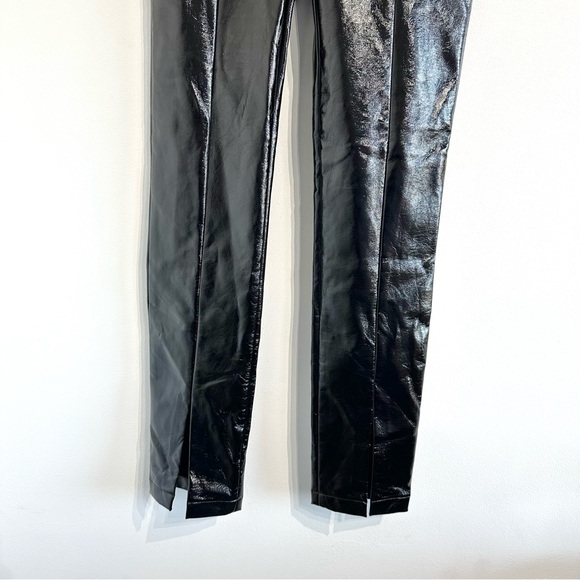 De La Vali Shiny Black Pants Blues Crinkled Faux Patent-leather Slim-leg - Picture 6 of 12